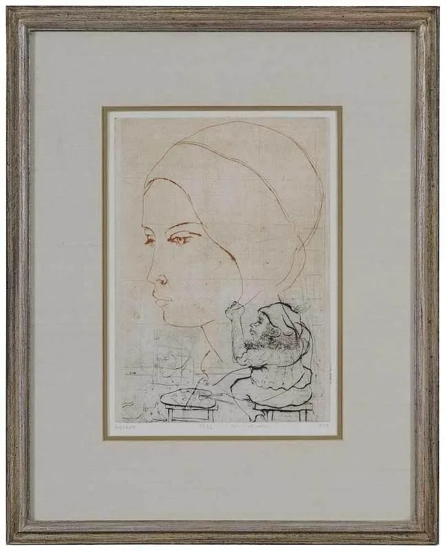 Untitled by Mordecai Moreh, color etching, sold Nov 2017
