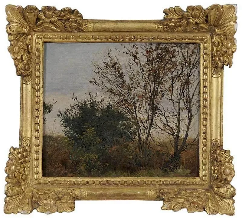 Trees by Vilhelm Peter Karl Kyhn, oil on paper, sold Nov 2017