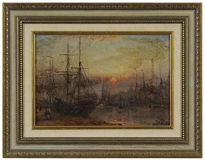 Claude Thomas Stanfield Moore, Docked Boats, Scarborough Harbor, 1900, oil on canvas