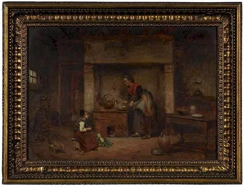Léon Émile Caille, In the Kitchen, oil on panel