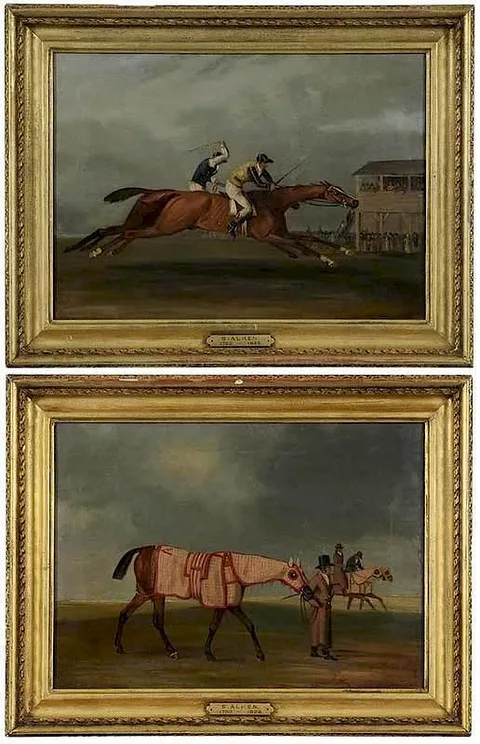 Samuel Alken, A pair: The Stretch and Groomer with Blanketed Horse, oil on canvas
