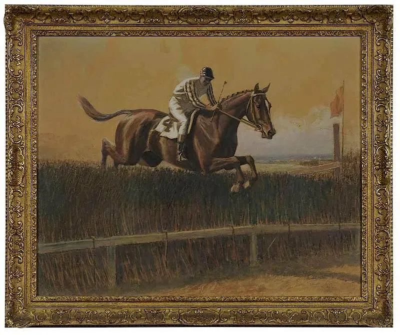 Steeplechase Scene by George Ford Morris, watercolor on board, sold Nov 2017