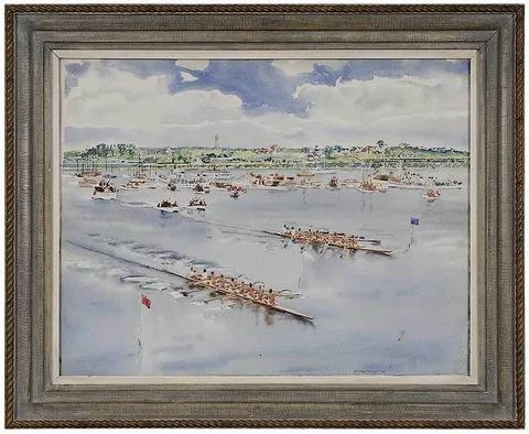 Regatta by Joseph Golinkin, circa 1930s, watercolor on Arches paper, sold Nov 2017