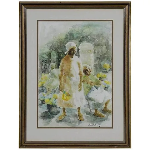 Alice Scott Scanland, Flower Sellers, watercolor on paper