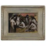 Theresa Bernstein, Six Figures, possibly signed verso "Painted by/T. Bernstein/Gloucester/Mass.