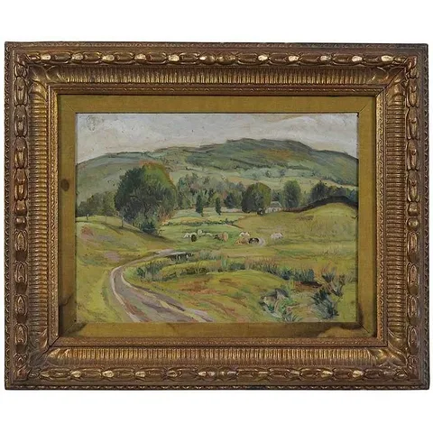 Farm in a Valley by Theresa Bernstein, oil on paper board, sold Sep 2017