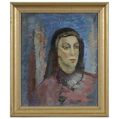 Arshile Gorky, Portrait of a Woman, spurious signature verso "Gorky 1932" and on stretcher "Arshile Gorky" and inscribed "Gorky gave to my dad" (?), oil on burlap