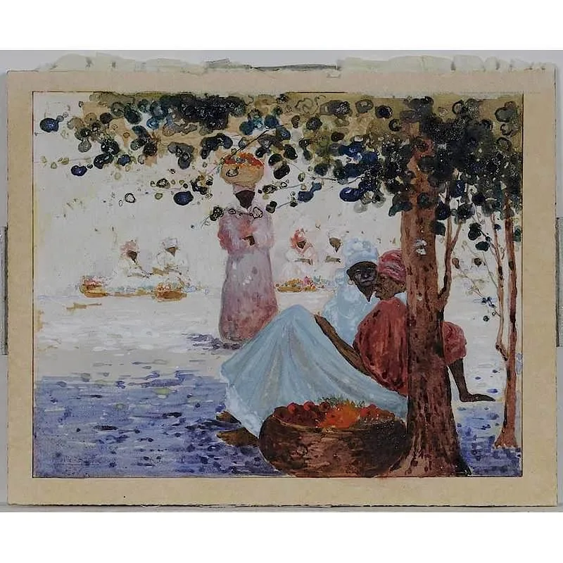 Wray Physioc, Market Scene, Kingston, Jamaica, gouache on paper