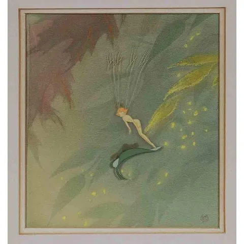 Walt Disney Studios, Les Clark, 1940, watercolor and pastel background with celluloid overlay in gouache