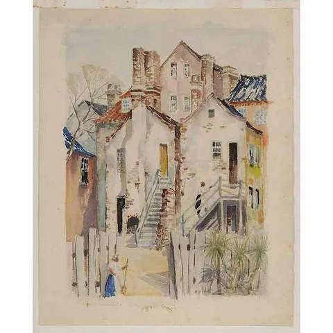 Back Alley, Charleston, South Carolina by Alfred Heber Hutty, watercolor on paper, sold Sep 2017
