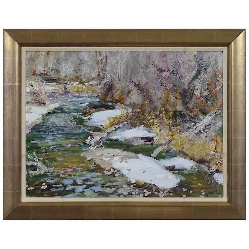 Late March on Red River by Walt Gonske, oil on Masonite, sold Sep 2017
