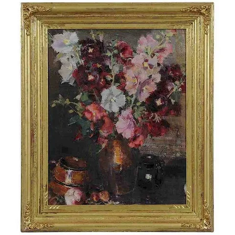 Nicolai Fechin, Hollyhocks, oil on canvas
