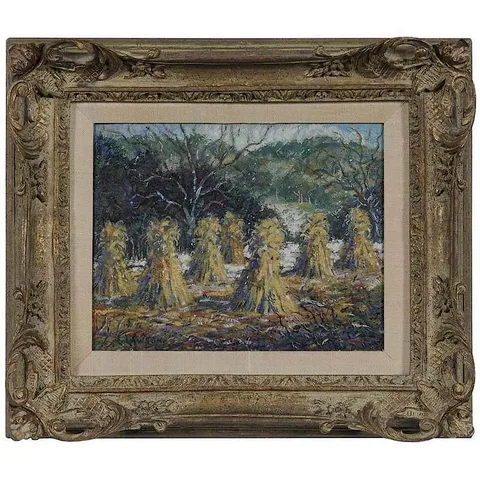 Corn Shocks in Kansas City by Ernest Lawson, 1926, oil on fiberboard, sold Sep 2017