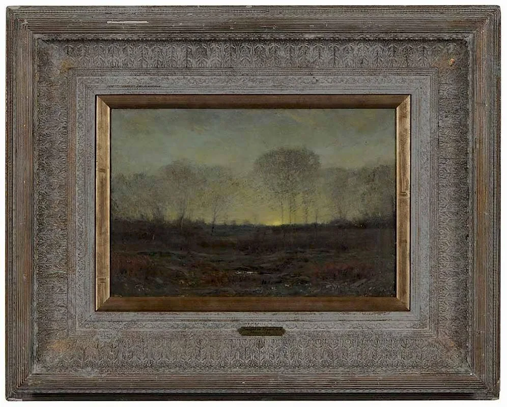 Moonrise by Dwight William Tryon, 1911, double-sided oil on panel, sold Sep 2017