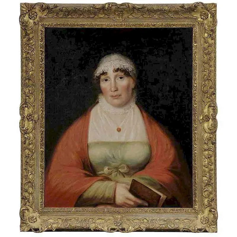 Lady Holding a Book by Benjamin West, oil on canvas, sold Sep 2017
