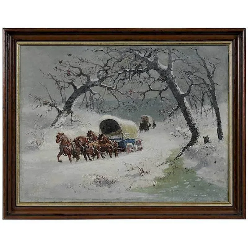 C.F. Witman, Winter in Michigan, oil on canvas