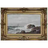 James Gale Tyler, Rocky Coast with Distant Yacht