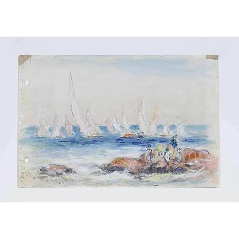 Reynolds Beal, Yacht Racing, Marblehead, 1927, watercolor and gouache on paper
