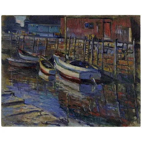 John Adams Spelman, Fishing Boats, oil on canvas
