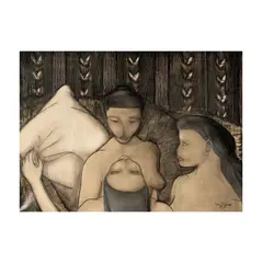 Georges Yatridès, Three Women, 1955, oil on canvas