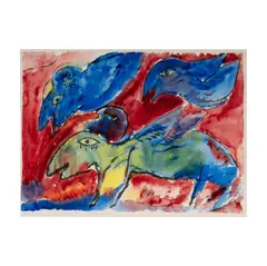 Carl-Henning Pedersen, Di Bla Fugle, 1963, watercolor Rome