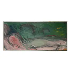 William Ivey, Untitled (Green, Reds, Blue), 1974, oil on paper laid to board