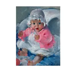 Martha Walter, Baby in Pink Wearing White Bonnet, oil on panel