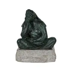 Armando Amaya, Seated Woman, 1982, bronze with green patina, mounted on stone plinth