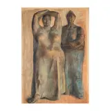 Dos Mujeres by Francisco Zúñiga, 1968, watercolor and pastel on paper, offered Sep 2025