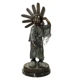 Jim Davidson, Native American Boy, bronze, mounted to marble plinth