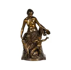 Joé Descomps, Mother's Joy, bronze with brown patina
