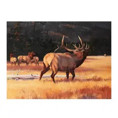Leon Parson, Elk and Horses, 1980, oil on canvas