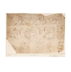 Giulio Campi, Studies for a Freize with Mythological Sea Creatures, c. 1550, Pen and Brown Ink