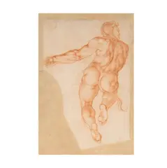 Marcello Venusti, Devil in Flight, red chalk 16th century Sheet: