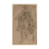 Anthony van Dyck, Study for Equestrian Portrait, c. 1620, black chalk and light tan wash on laid paper