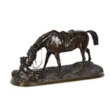Pierre-Jules Mêne, Saddled Horse with Dog, patinated bronze