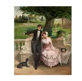 Alexander Rosell, Couple in a Courtyard, oil on canvas