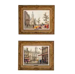 Paul Gagni, Two Works (Parisian Street Scenes), "Marche aux Fleurs" and "Rue des Patriarchs"; each: oil on board