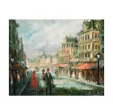Americo Makk, Street Scene, oil on canvas