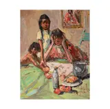 Vladan Stiha, Indian Family, oil on panel