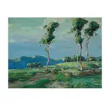 Karl Schmitt, Untitled (Landscape with Trees and Hills), oil on board