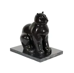 Cat by Fernando Botero, patinated bronze, mounted to stone plinth, sold Jan 2026