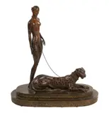 Erté, La Femme a la Panthere, 1980, patinated bronze