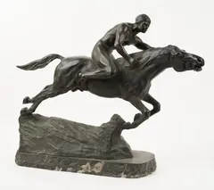 Heinrich Splieth, Mist Rider, bronze, moiunted on marble plinth