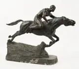 Heinrich Splieth, Mist Rider, bronze, moiunted on marble plinth