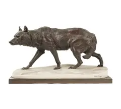 Charles Valton, Stalking Wolf, bronze and marble