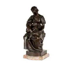 Paul Dubois, Charite, patinated bronze, mounted to later marble plinth
