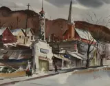 Harold Gretzner, Austin Fire, watercolor on paper