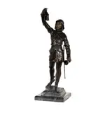 Eugène Marioton, Le Couvre-Feu (The Curfew), patinated bronze, on marble plinth