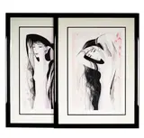 Eyvind Earle, Two Works (Girl With Raven Hair and Awakening), each lithograph on paper Awakening: